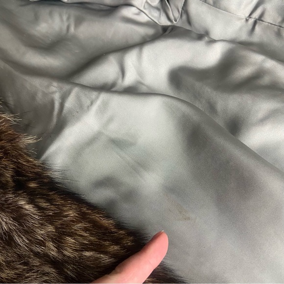 Vintage Real fur jacket coat brown & beige w/ liner petite medium large women’s - Picture 13 of 17